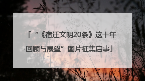 “《宿迁文明20条》这十年·回顾与展望”图片征集启事