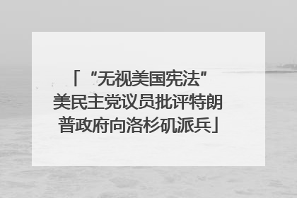 “无视美国宪法” 美民主党议员批评特朗普政府向洛杉矶派兵