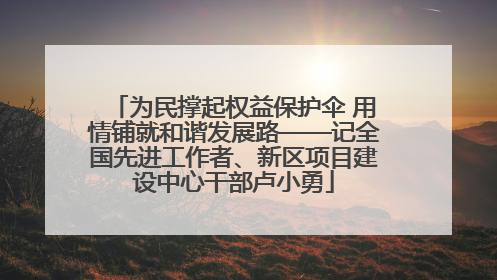 为民撑起权益保护伞 用情铺就和谐发展路——记全国先进工作者、新区项目建设中心干部卢小勇