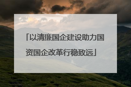 以清廉国企建设助力国资国企改革行稳致远