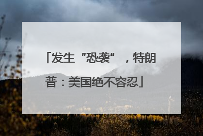 发生“恐袭”，特朗普：美国绝不容忍