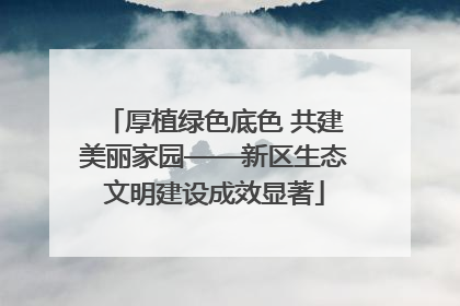 厚植绿色底色 共建美丽家园——新区生态文明建设成效显著