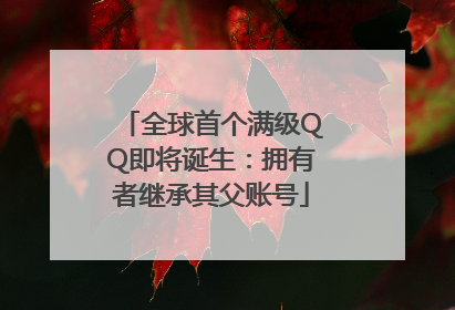 全球首个满级QQ即将诞生：拥有者继承其父账号