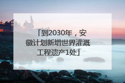 到2030年，安徽计划新增世界灌溉工程遗产1处