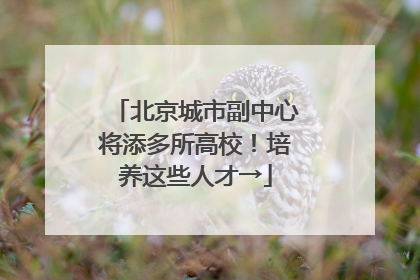 北京城市副中心将添多所高校！培养这些人才→