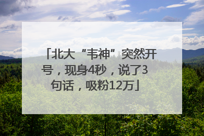 北大“韦神”突然开号，现身4秒，说了3句话，吸粉12万