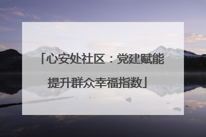心安处社区：党建赋能 提升群众幸福指数