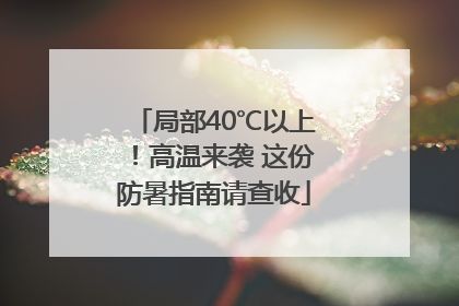 局部40℃以上！高温来袭 这份防暑指南请查收