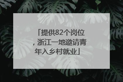 提供82个岗位，浙江一地邀请青年入乡村就业
