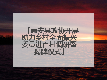 惠安县政协开展助力乡村全面振兴委员进百村调研暨揭牌仪式