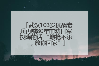 武汉103岁抗战老兵再喊80年前劝日军投降的话 “缴枪不杀，放你回家”