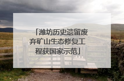潍坊历史遗留废弃矿山生态修复工程获国家示范
