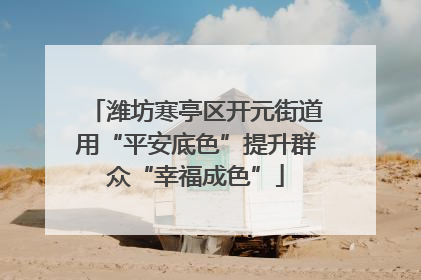 潍坊寒亭区开元街道用“平安底色”提升群众“幸福成色”