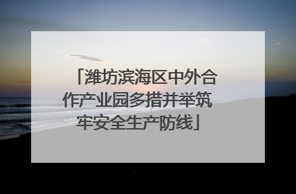 潍坊滨海区中外合作产业园多措并举筑牢安全生产防线