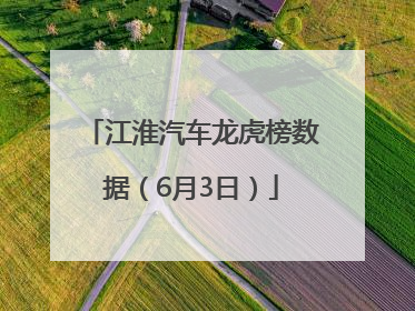 江淮汽车龙虎榜数据（6月3日）