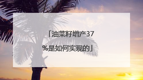 油菜籽增产37%是如何实现的