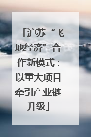 沪苏“飞地经济”合作新模式：以重大项目牵引产业链升级