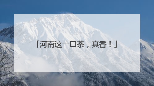 河南这一口茶，真香！