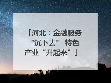 河北：金融服务“沉下去” 特色产业“升起来”