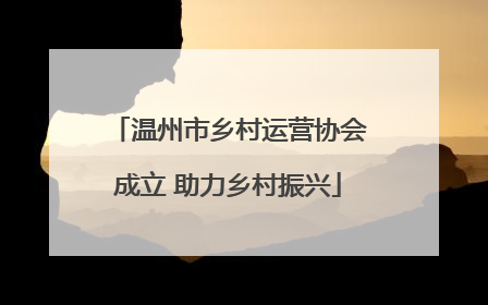 温州市乡村运营协会成立 助力乡村振兴
