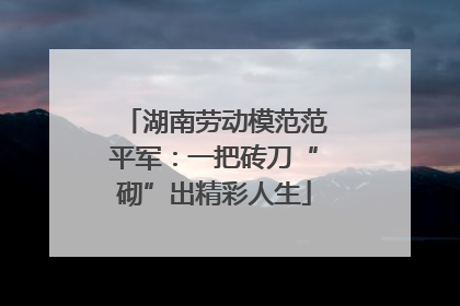 湖南劳动模范范平军：一把砖刀“砌”出精彩人生