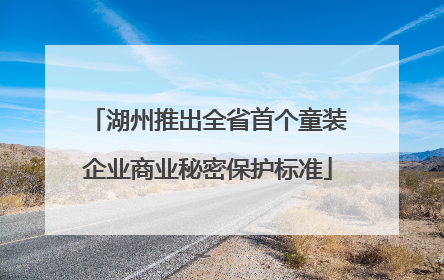 湖州推出全省首个童装企业商业秘密保护标准