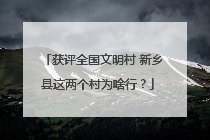 获评全国文明村 新乡县这两个村为啥行？