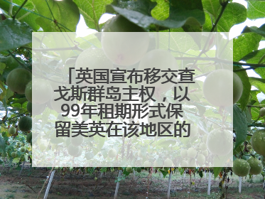 英国宣布移交查戈斯群岛主权，以99年租期形式保留美英在该地区的军事基地运营权