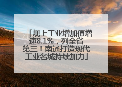 规上工业增加值增速8.1%，列全省第三！南通打造现代工业名城持续加力