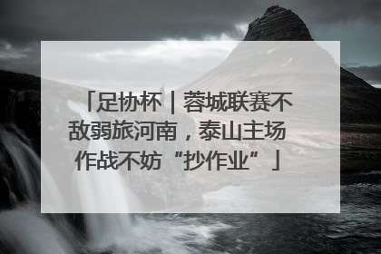 足协杯｜蓉城联赛不敌弱旅河南，泰山主场作战不妨“抄作业”