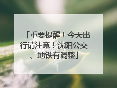 重要提醒！今天出行请注意！沈阳公交、地铁有调整