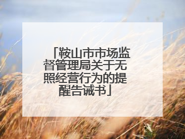 鞍山市市场监督管理局关于无照经营行为的提醒告诫书