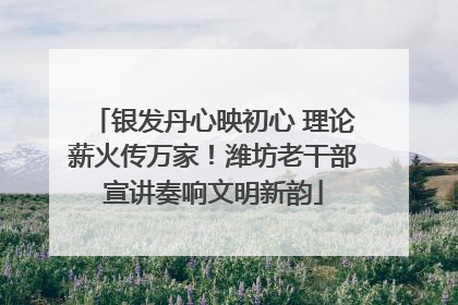 银发丹心映初心 理论薪火传万家！潍坊老干部宣讲奏响文明新韵